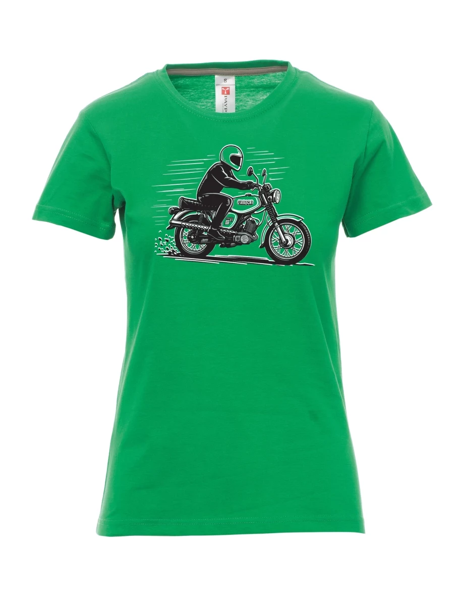 Grünes T-Shirt für Damen Motorrad Enduro S51