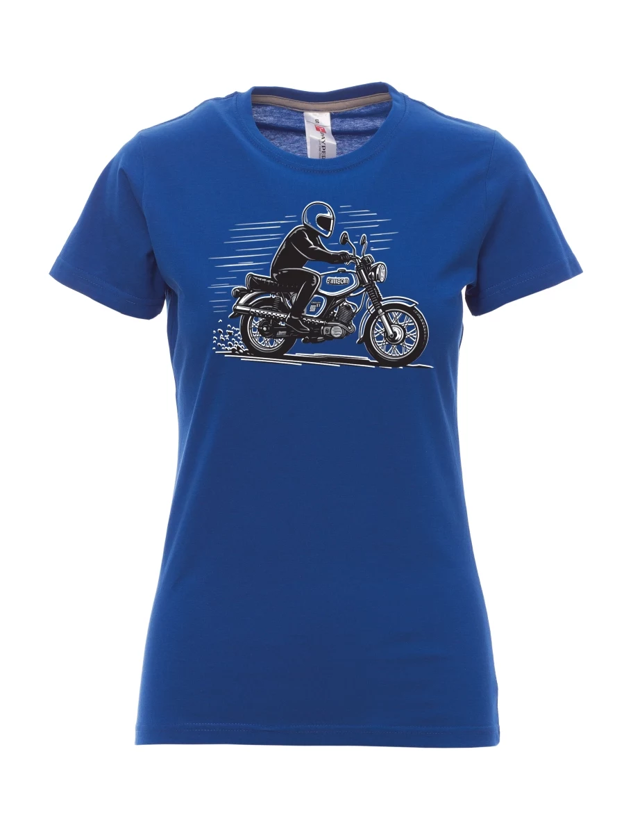 Königsblaues T-Shirt für Damen Motorrad Enduro S51