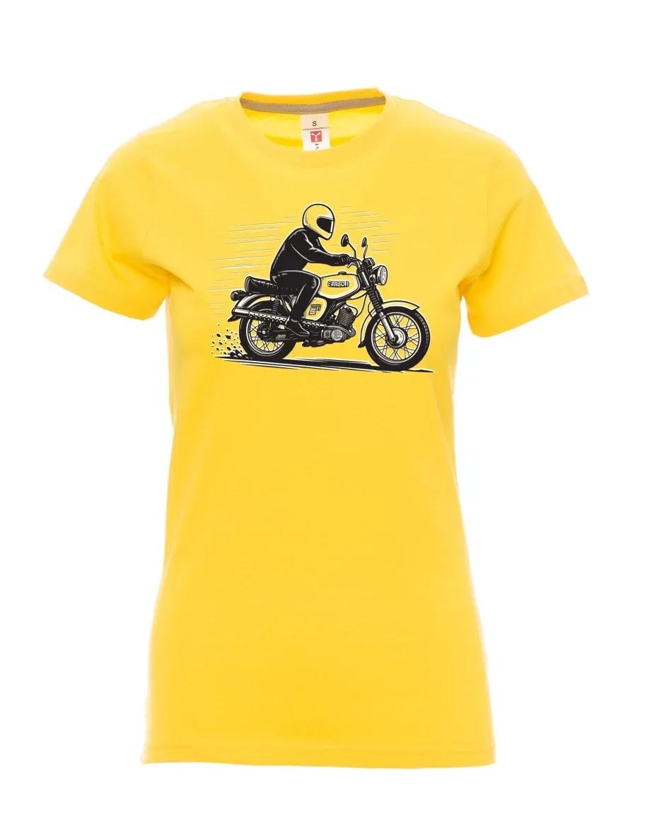 Gelbes T-Shirt für Damen Motorrad Enduro S51