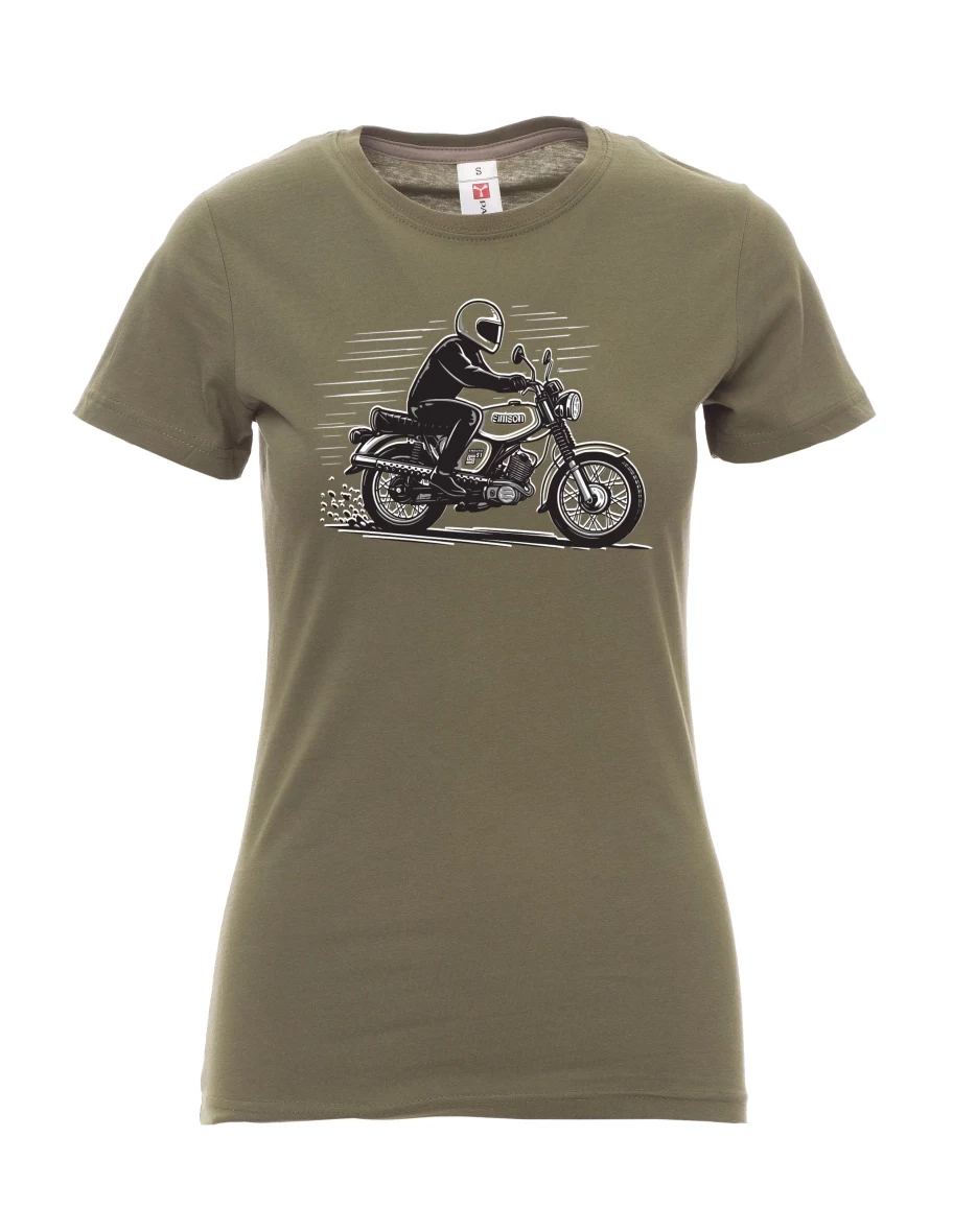 Khaki T-Shirt für Damen Motorrad Enduro S51