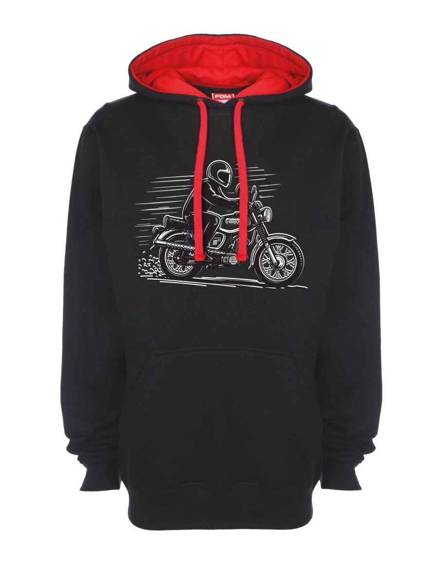 Rot-schwarzes Sweatshirt Motorrad Enduro S51