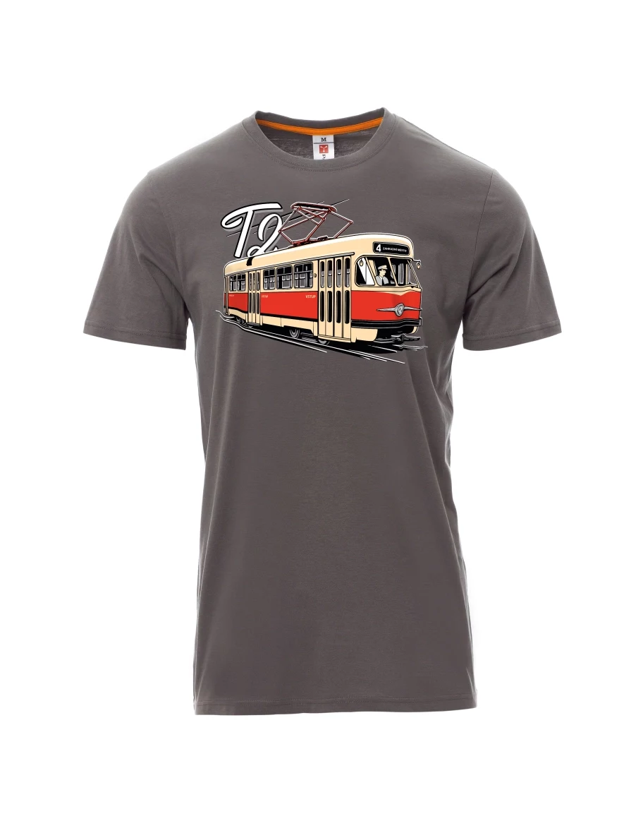 Graues T-Shirt für Männer Straßenbahn T2