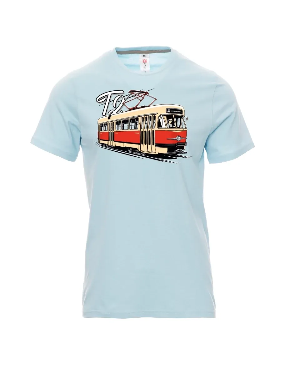 Blassblaues T-Shirt für Männer Straßenbahn T2