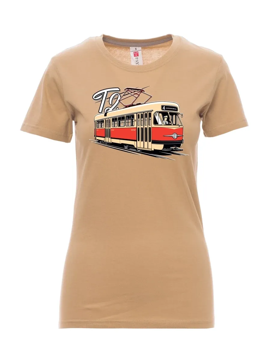 Braunes T-Shirt für Damen Straßenbahn T2