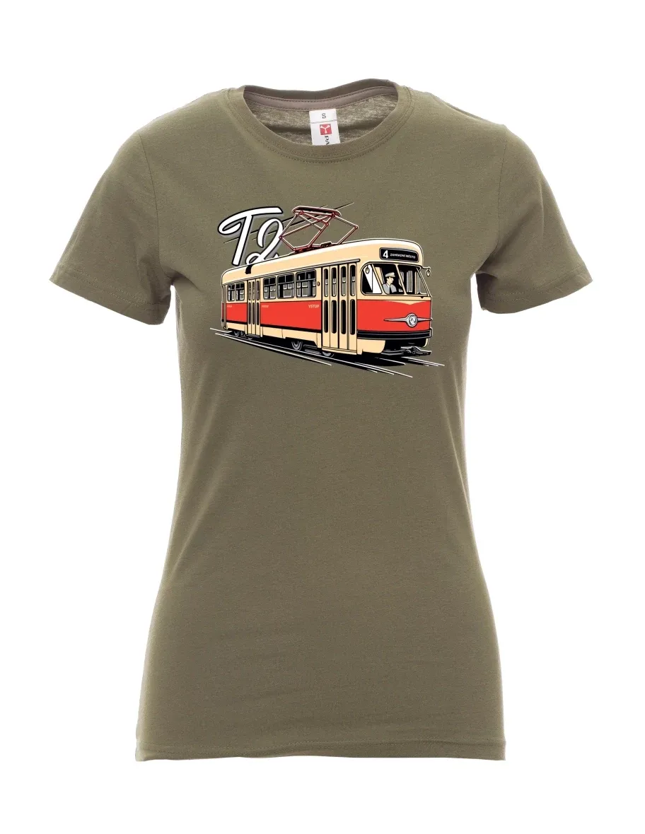Khaki T-Shirt für Damen Straßenbahn T2