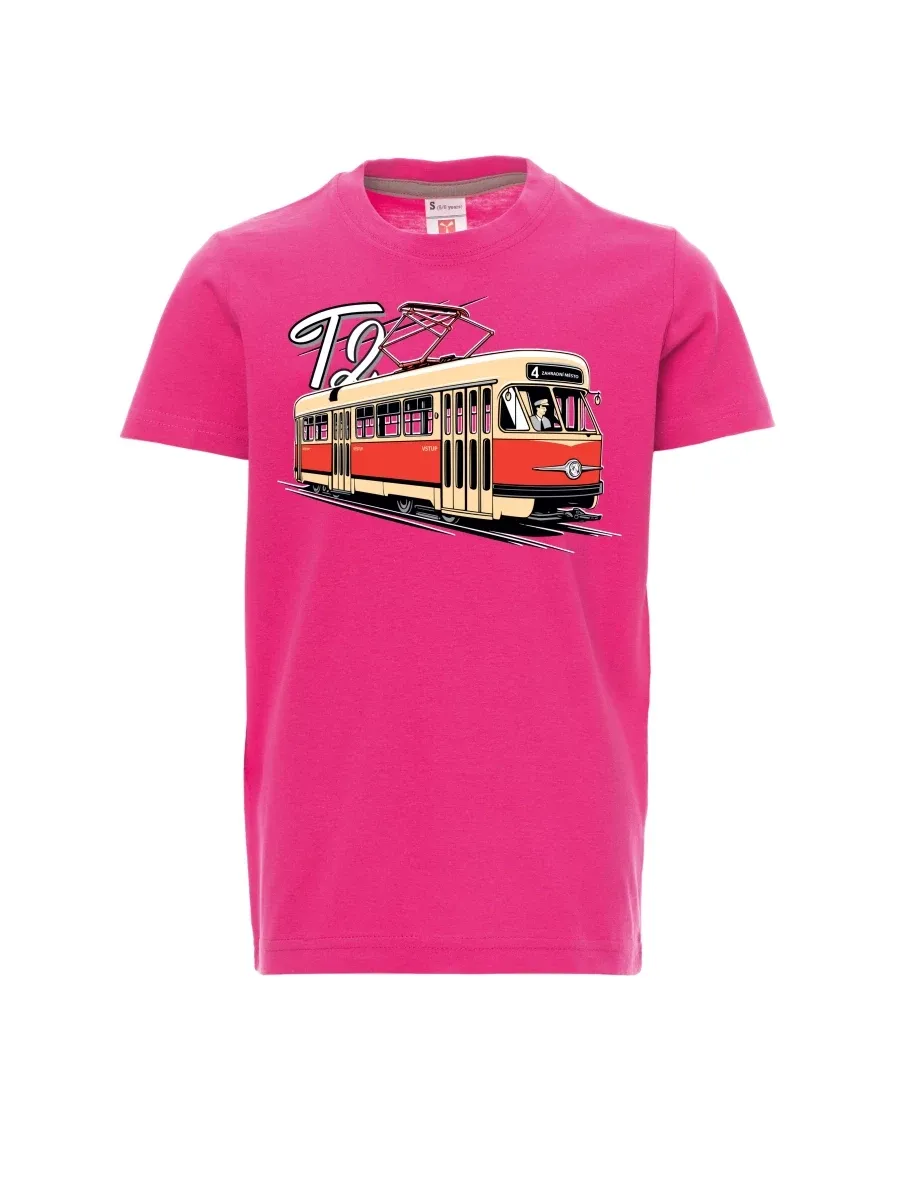 Rosa Kinder T-Shirt Straßenbahn T2