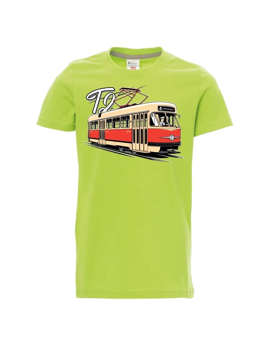 Hellgrünes Kinder T-Shirt Straßenbahn T2