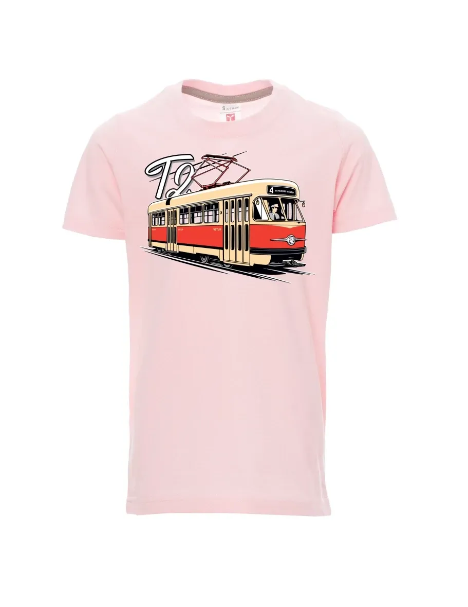 Hell-Pink Kinder T-Shirt Straßenbahn T2