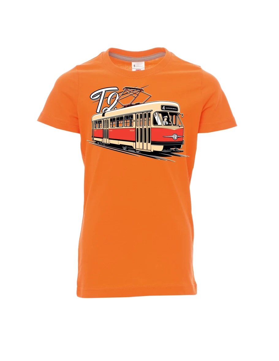 Orange Kinder T-Shirt Straßenbahn T2