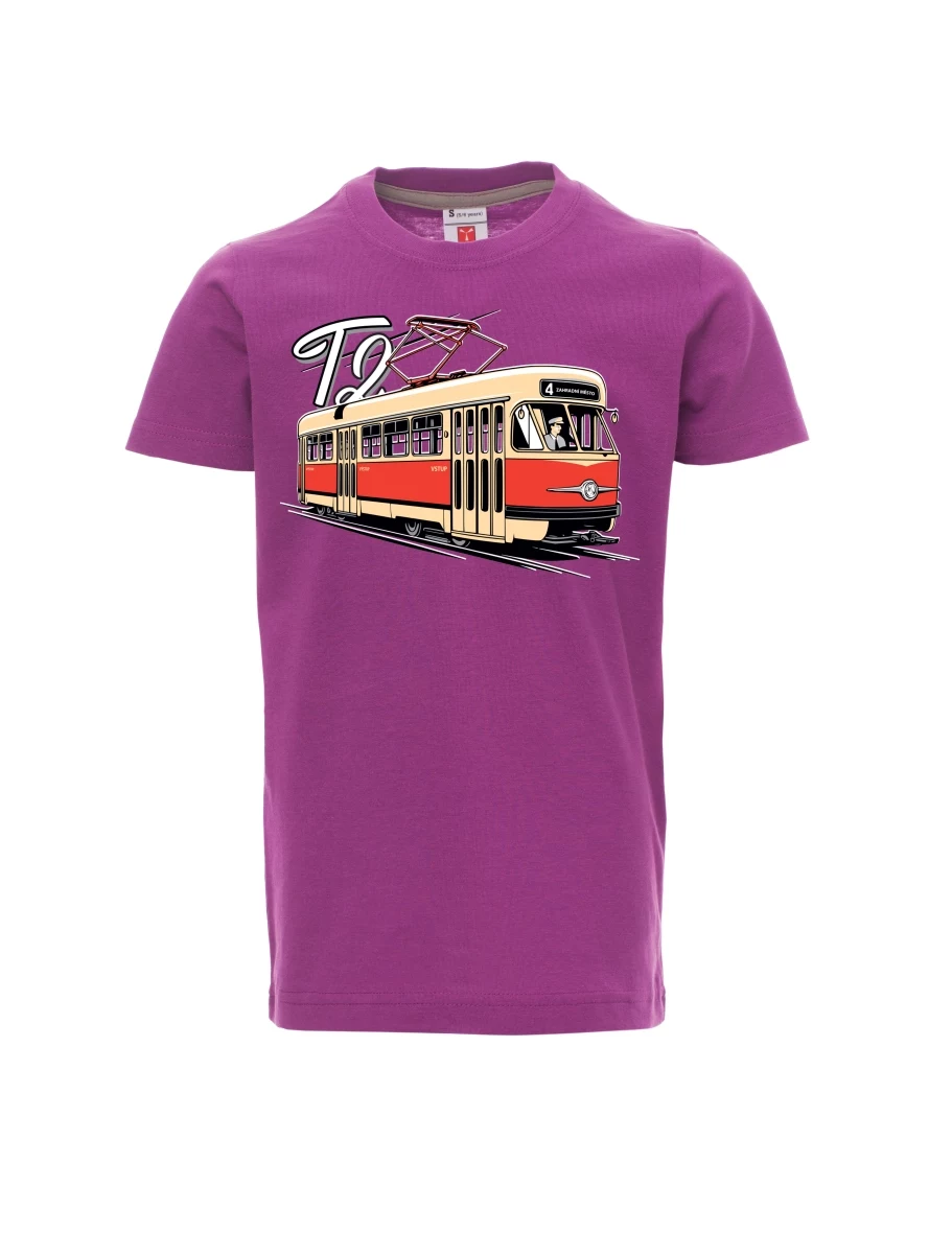 Violett Kinder T-Shirt Straßenbahn T2