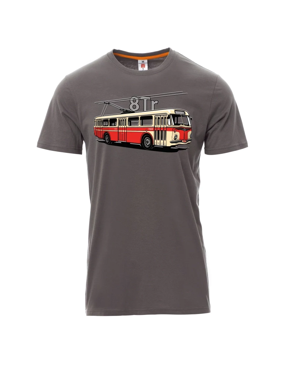 Graues T-Shirt für Männer Oberleitungsbus 8Tr