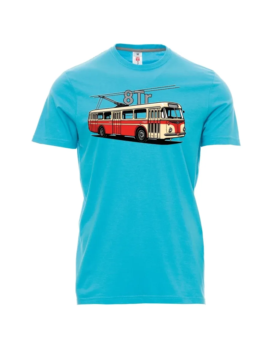 Atoll-blaues T-Shirt für Männer Oberleitungsbus 8Tr