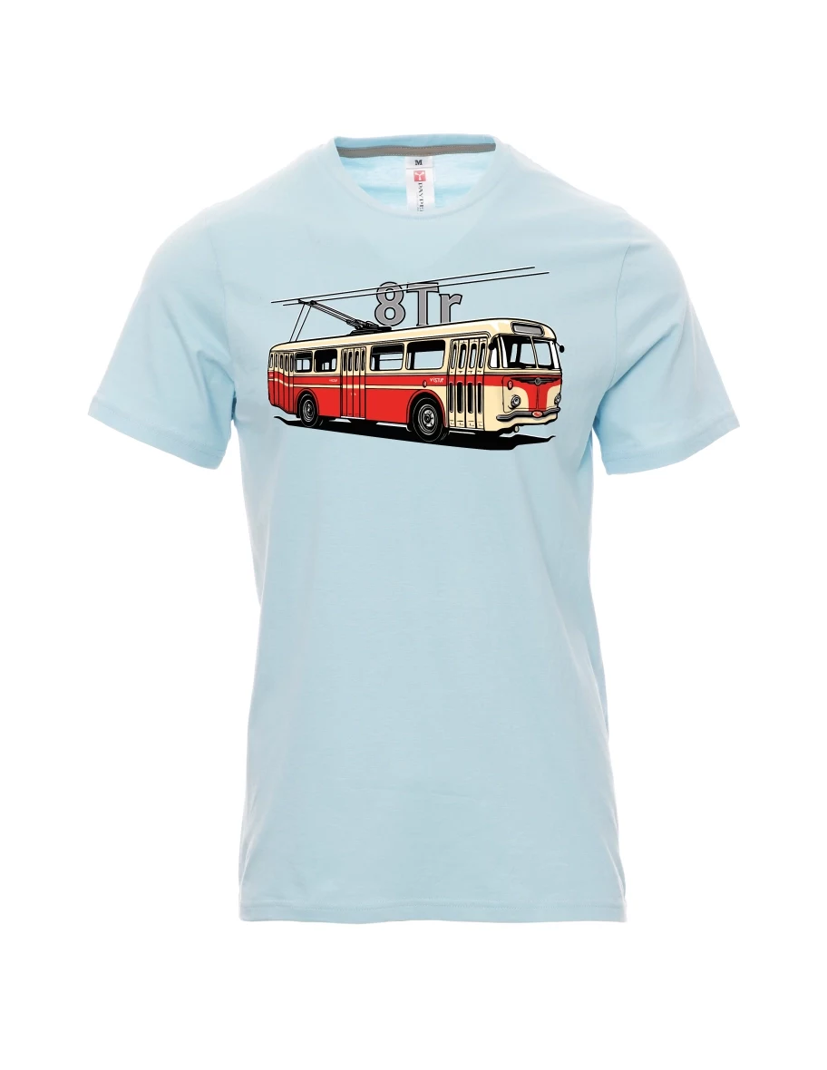Blassblaues T-Shirt für Männer Oberleitungsbus 8Tr