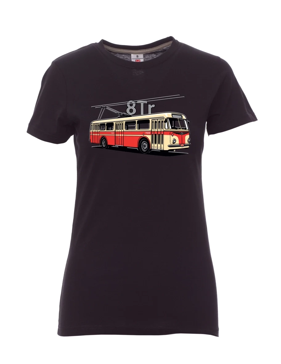 Schwarzes T-Shirt für Damen Oberleitungsbus 8Tr