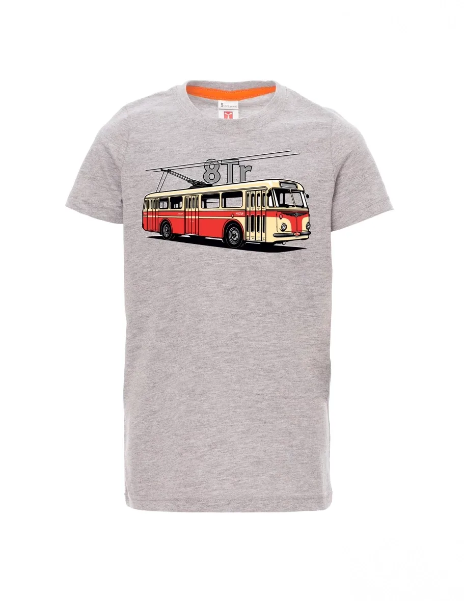 Grau melange Kinder T-Shirt Oberleitungsbus 8Tr