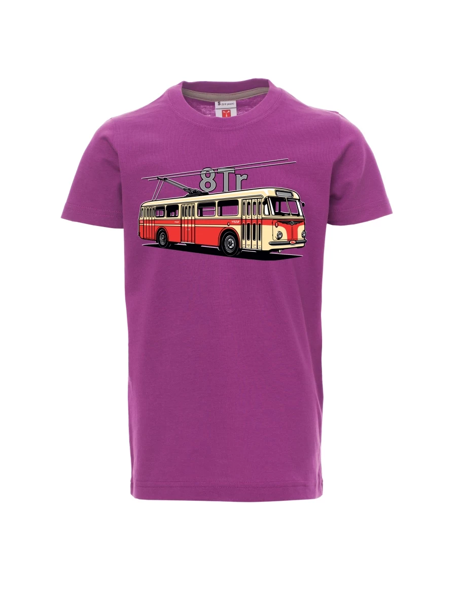Violett Kinder T-Shirt Oberleitungsbus 8Tr