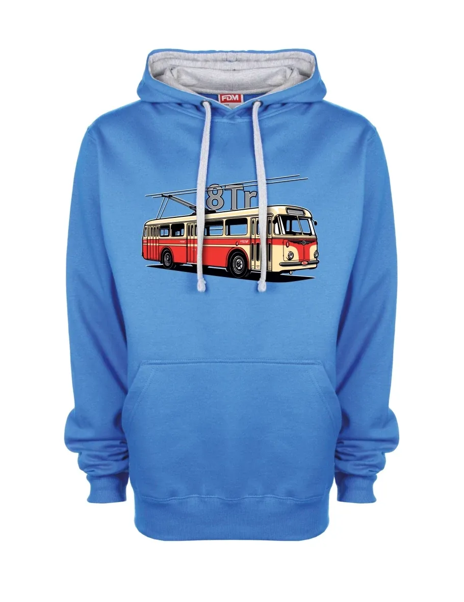 Grau-blaues Sweatshirt Oberleitungsbus 8Tr