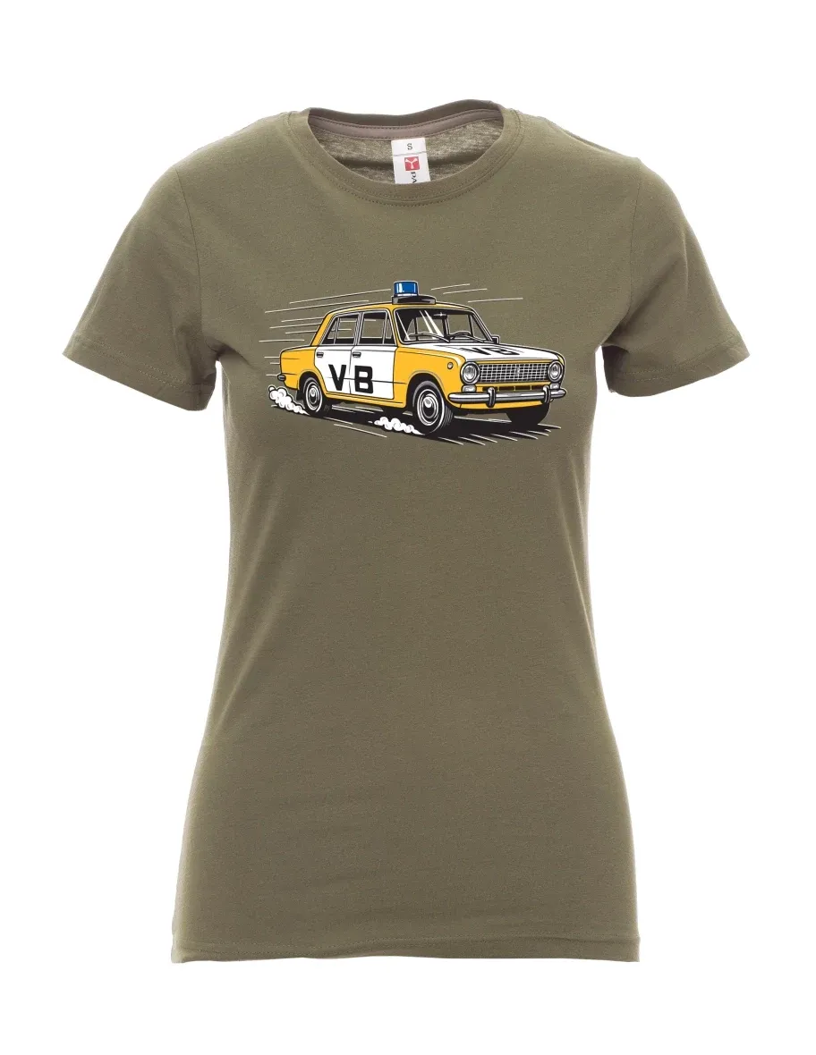 Khaki T-Shirt für Damen Automobil VAZ 2101 VB
