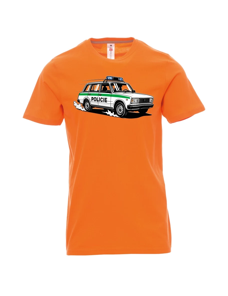 Orange T-Shirt für Männer Automobil VAZ 2104 POLIZEI