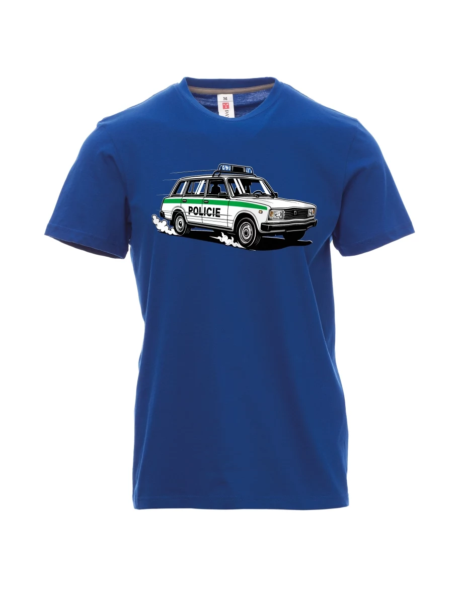 Blaues T-Shirt für Männer Automobil VAZ 2104 POLIZEI
