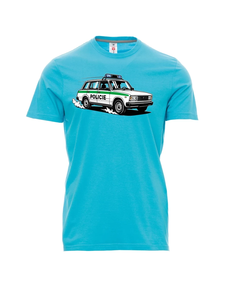 Atoll-blaues T-Shirt für Männer Automobil VAZ 2104 POLIZEI
