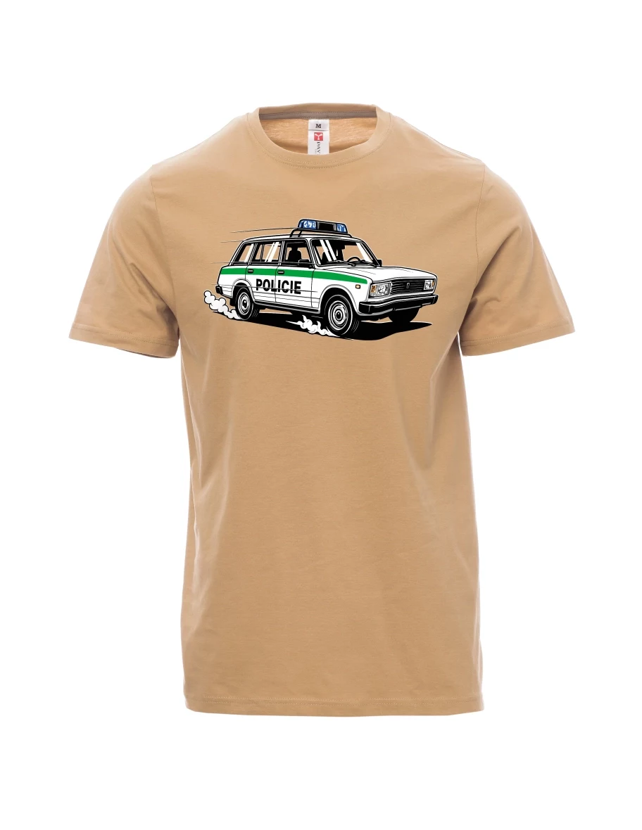 Braunes T-Shirt für Männer Automobil VAZ 2104 POLIZEI