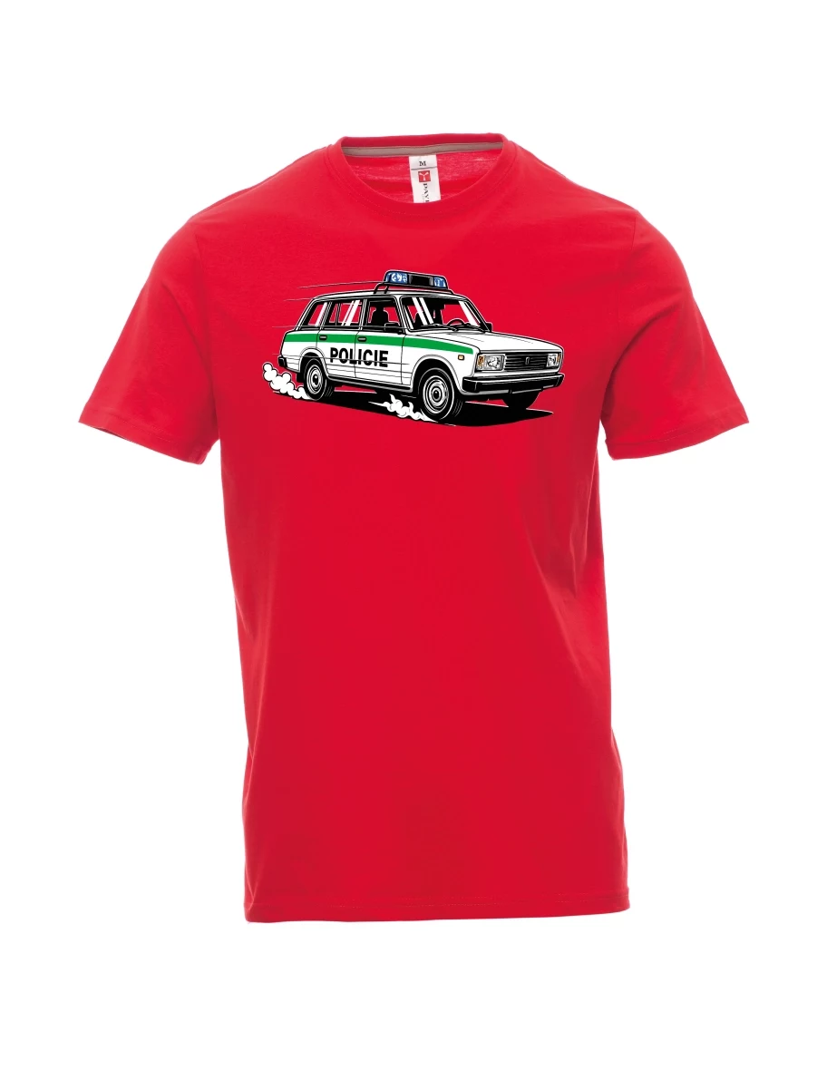 Rotes T-Shirt für Männer Automobil VAZ 2104 POLIZEI