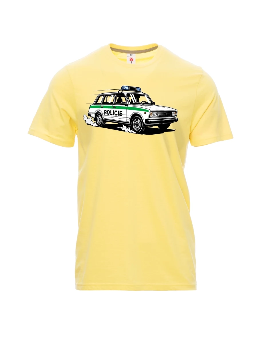 Hellgelb T-Shirt für Männer Automobil VAZ 2104 POLIZEI