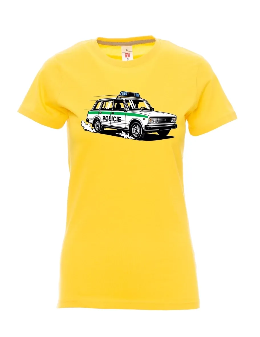 Gelbes T-Shirt für Damen Automobil VAZ 2104 POLIZEI