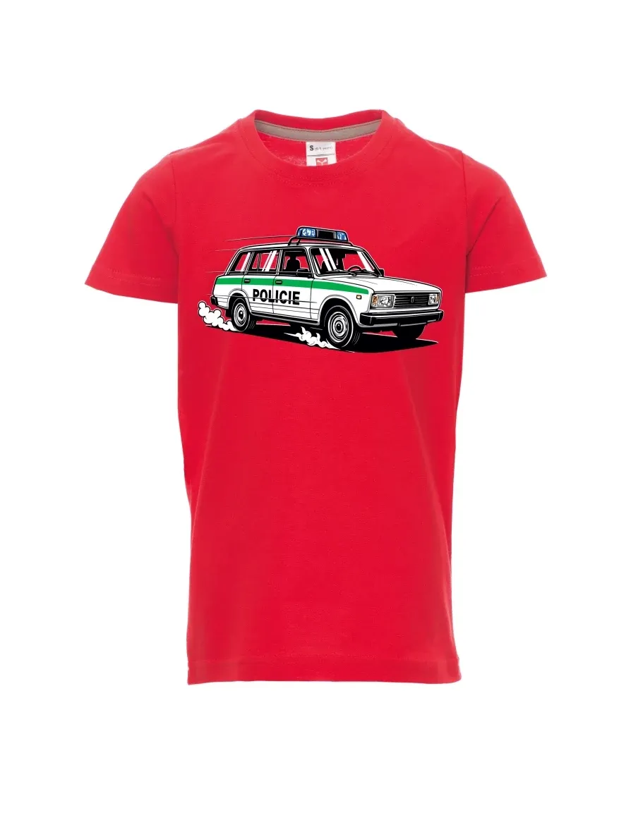 Rotes Kinder T-Shirt Automobil VAZ 2104 POLIZEI