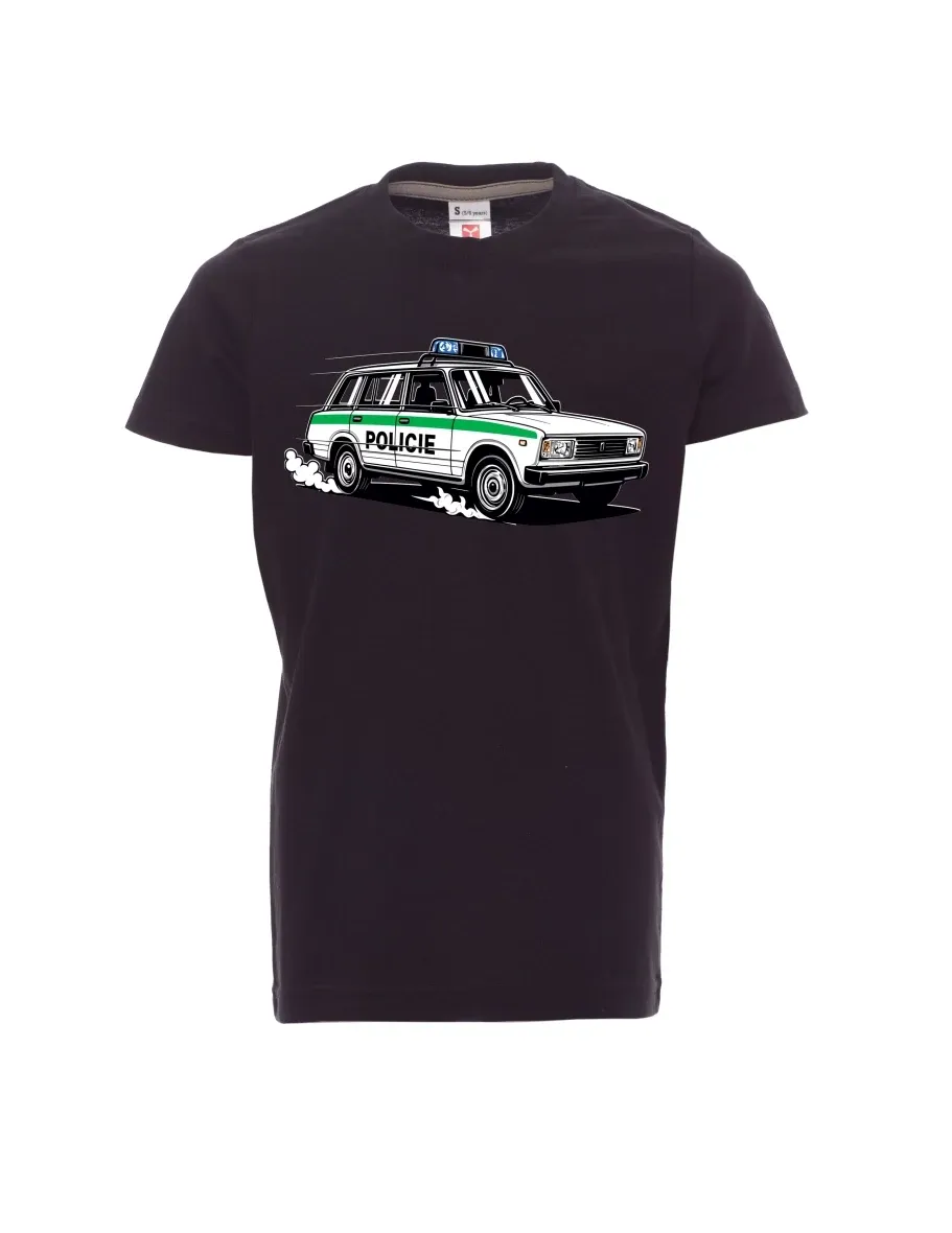 Schwarzes Kinder T-Shirt Automobil VAZ 2104 POLIZEI