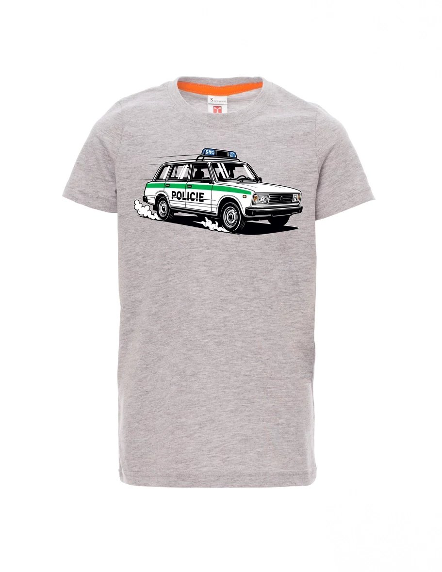 Grau melange Kinder T-Shirt Automobil VAZ 2104 POLIZEI
