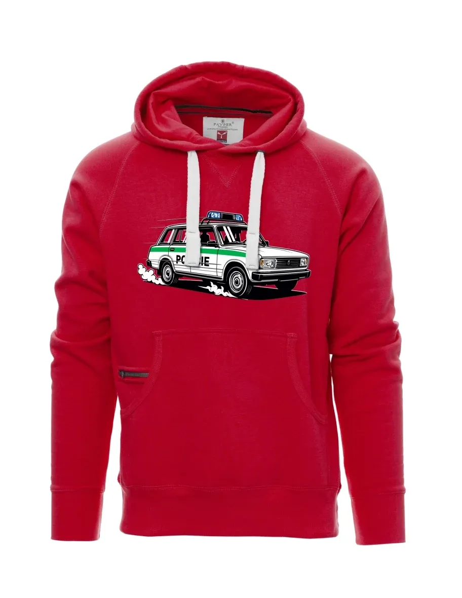 Rotes Sweatshirt für Männer Automobil VAZ 2104 POLIZEI