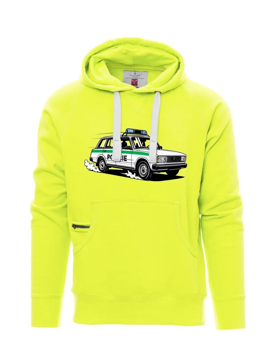 Fluoreszierendes Sweatshirt für Männer Automobil VAZ 2104 POLIZEI