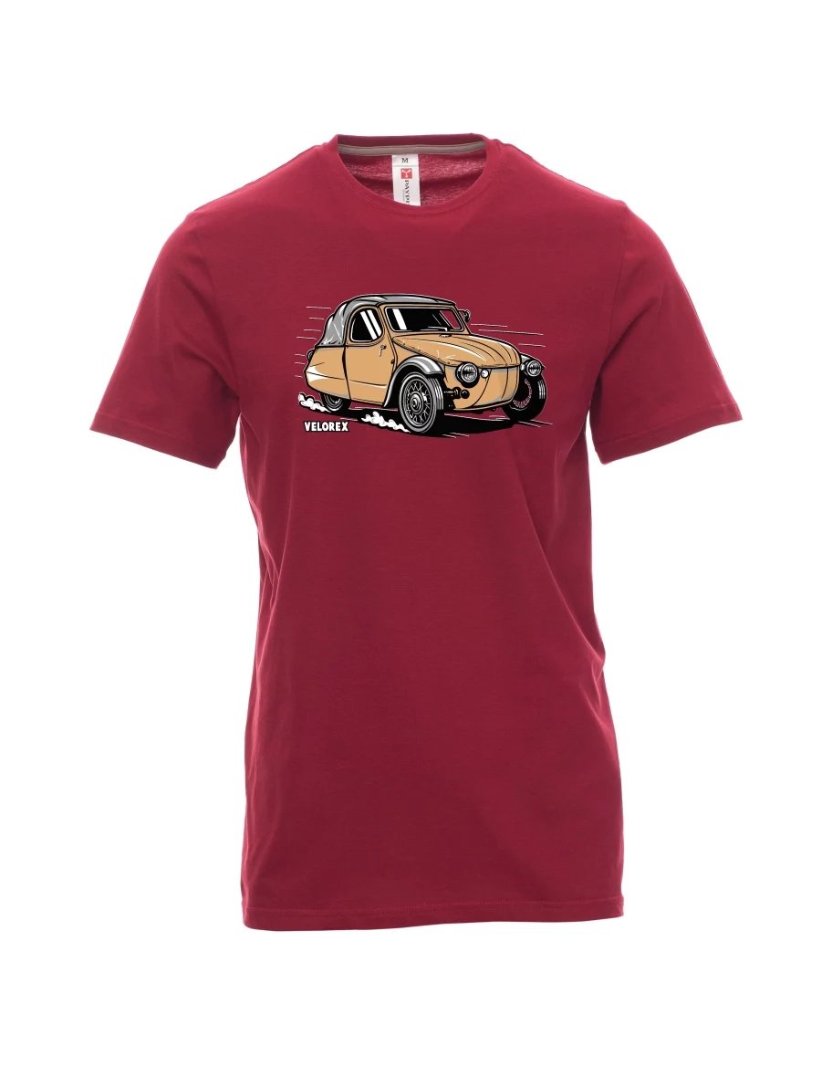 Dunkelrotes T-Shirt für Männer Automobil Velorex