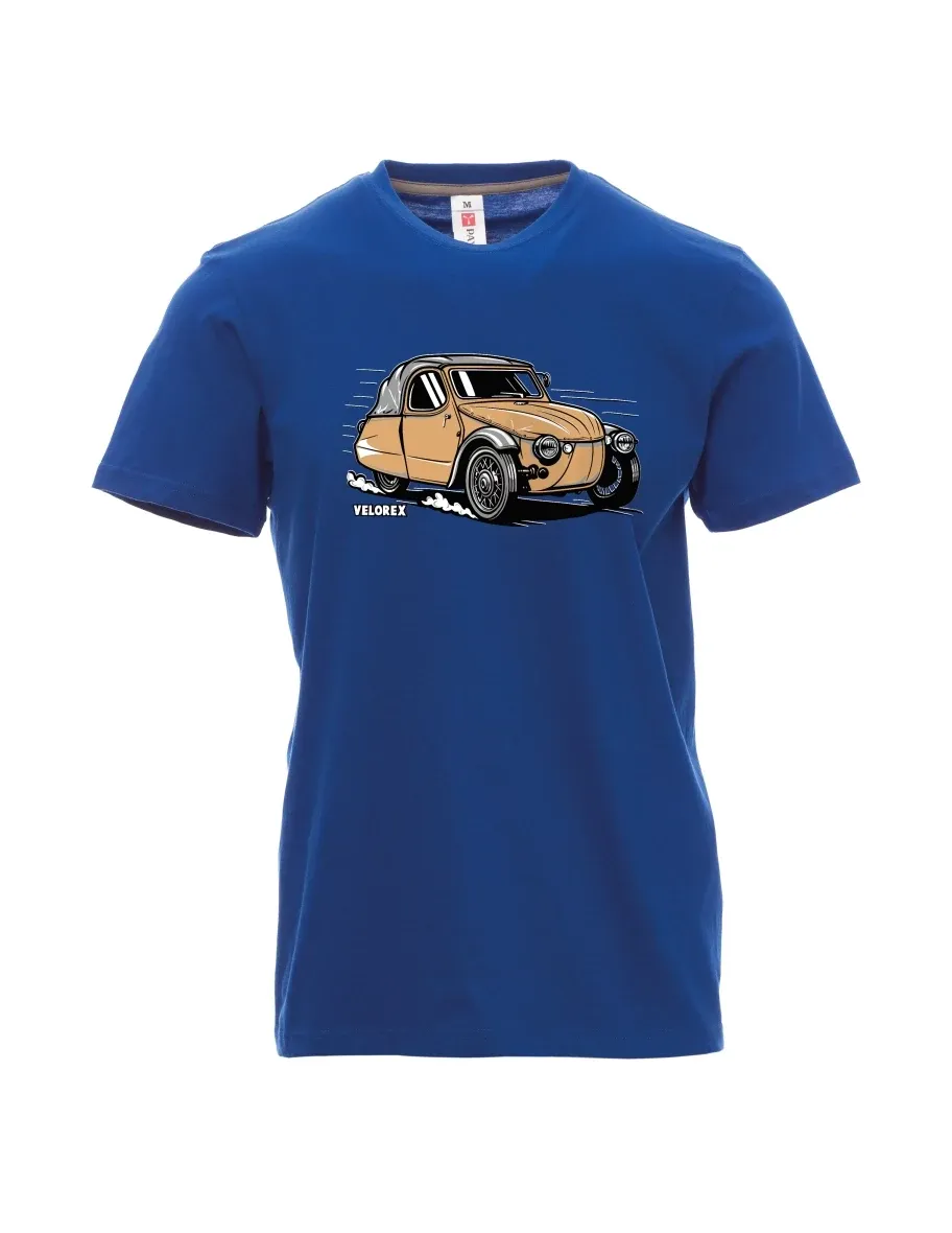 Blaues T-Shirt für Männer Automobil Velorex