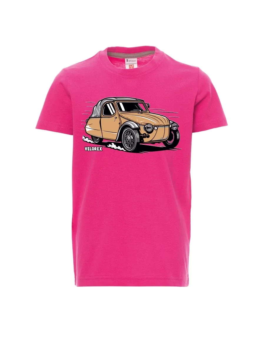 Rosa Kinder T-Shirt Automobil Velorex