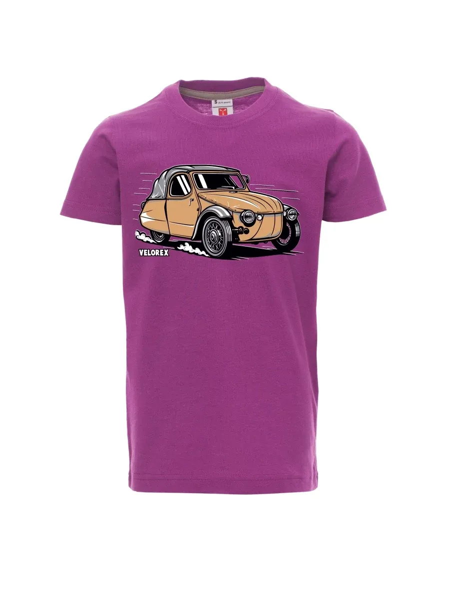 Violett Kinder T-Shirt Automobil Velorex