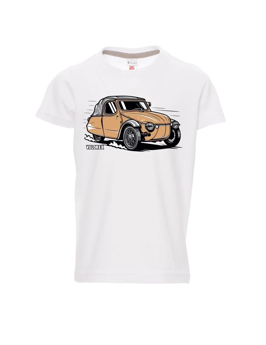 Weißes Kinder T-Shirt Automobil Velorex