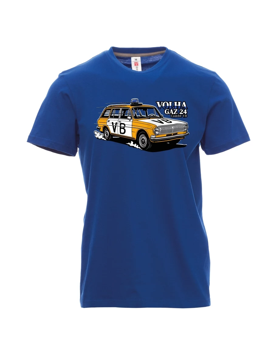 Blaues T-Shirt für Männer Automobil Wolga GAZ 24 VB