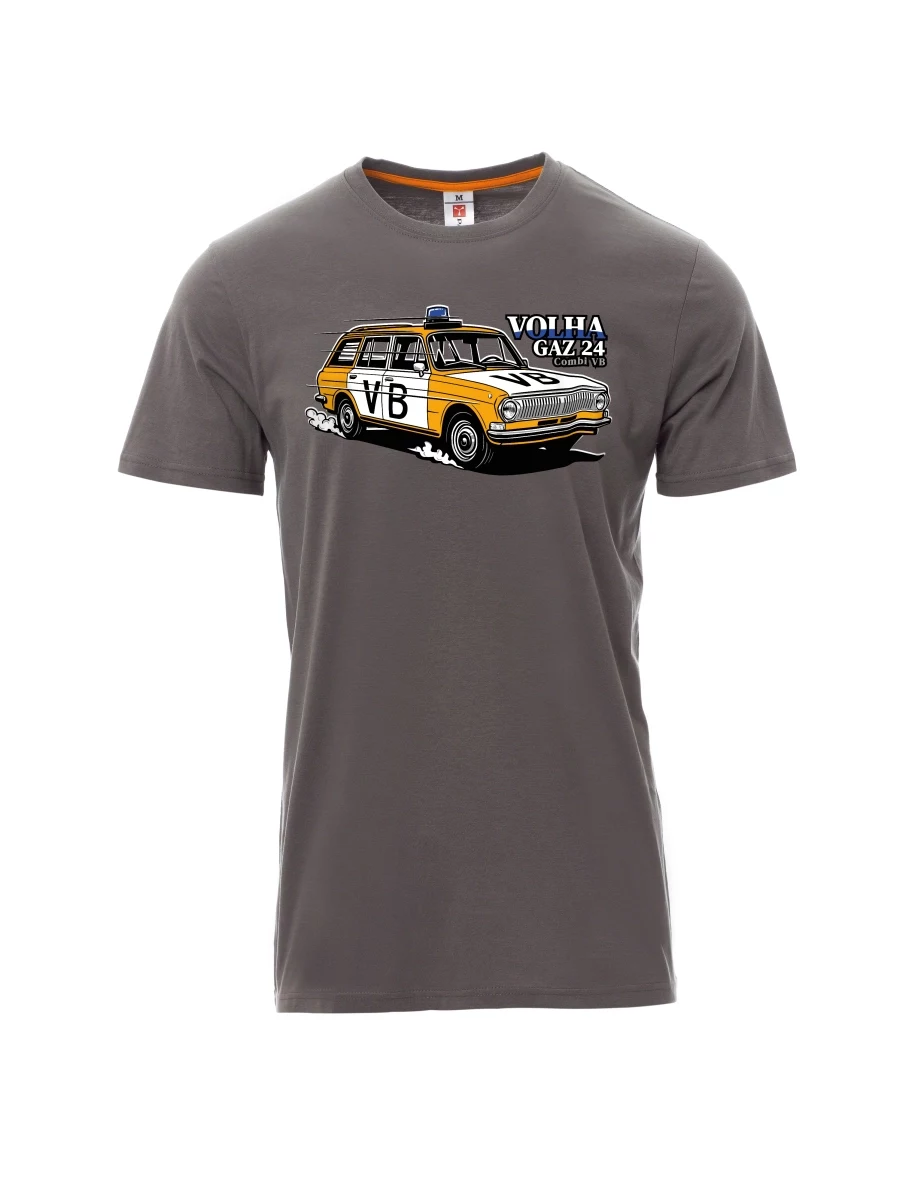 Graues T-Shirt für Männer Automobil Wolga GAZ 24 VB