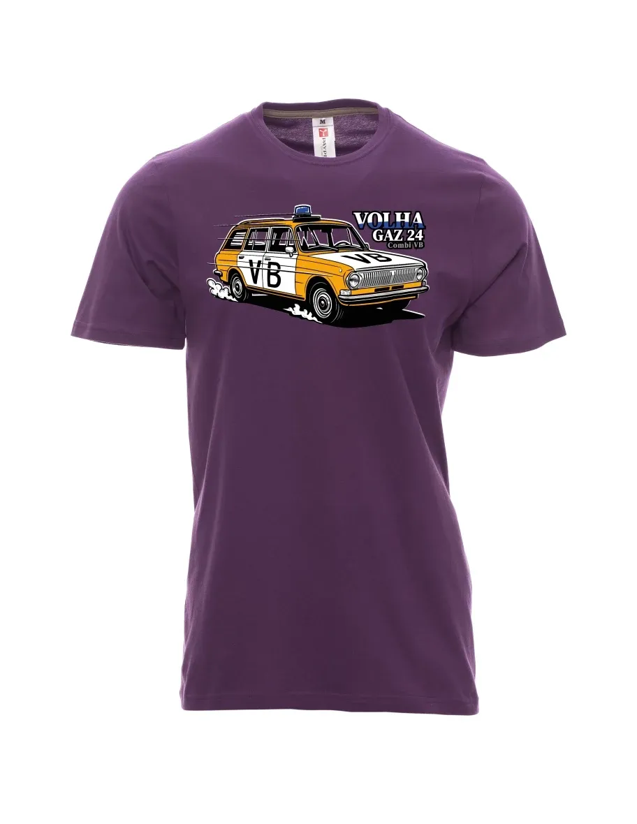 Violett T-Shirt für Männer Automobil Wolga GAZ 24 VB