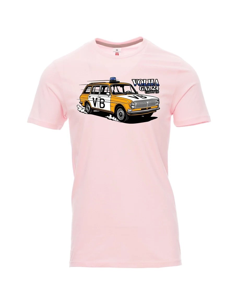Hell-Pink T-Shirt für Männer Automobil Wolga GAZ 24 VB