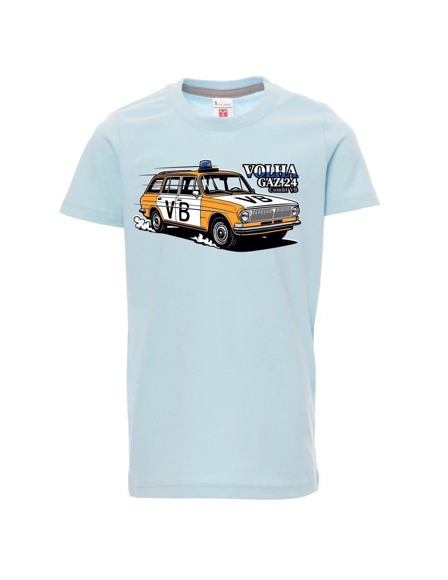 Blassblaues Kinder T-Shirt Automobil Wolga GAZ 24 VB