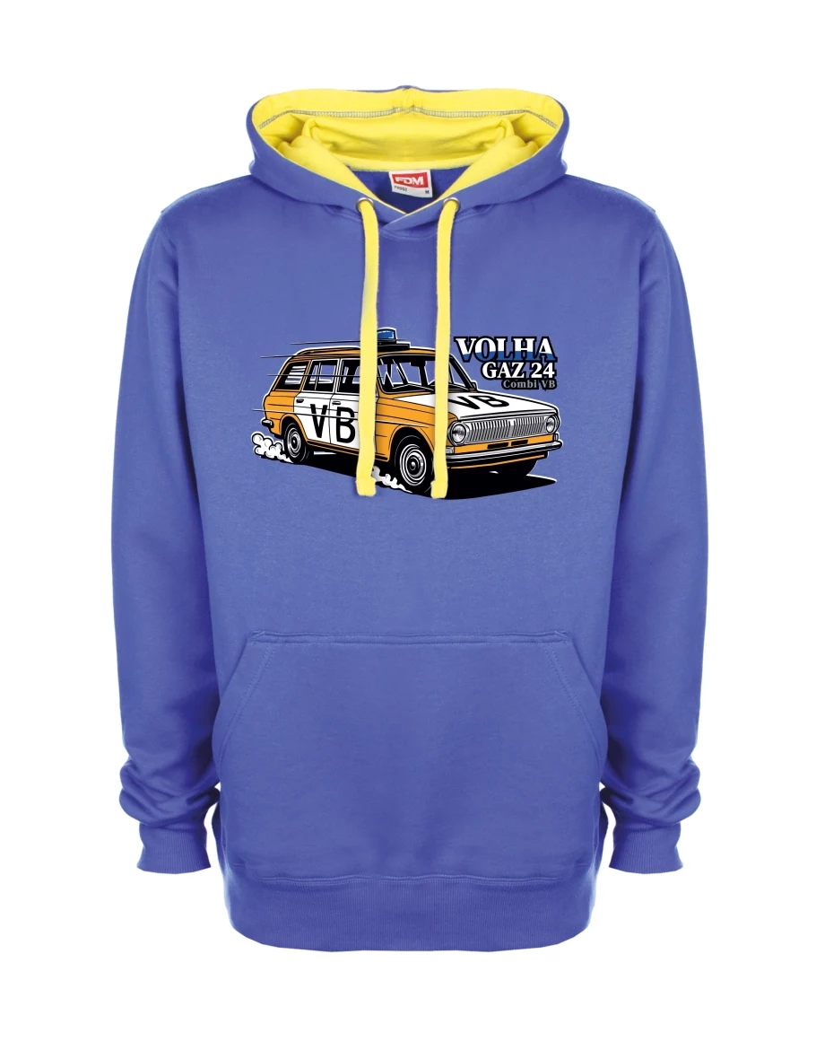 Gelb-blaues Sweatshirt Automobil Wolga GAZ 24 VB
