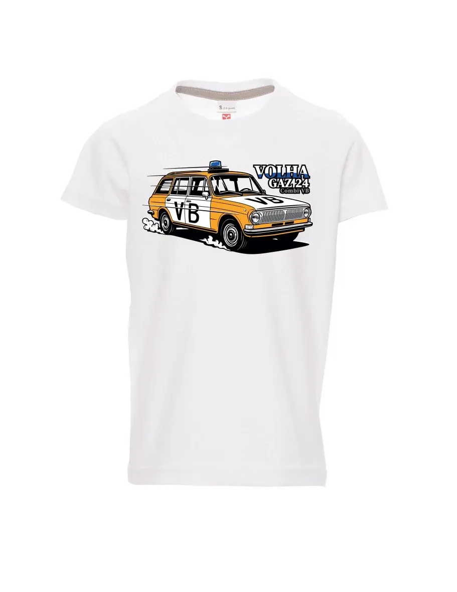 Weißes Kinder T-Shirt Automobil Wolga GAZ 24 VB