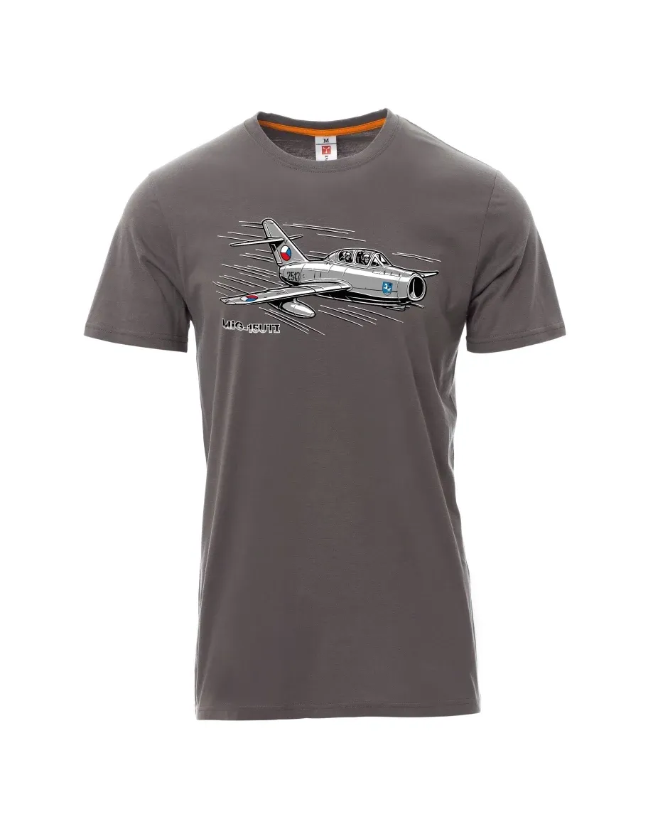 Graues T-Shirt für Männer Flugzeug MiG-15UTI