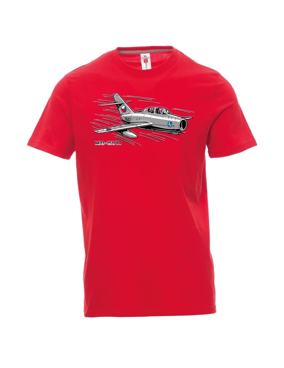 Rotes T-Shirt für Männer Flugzeug MiG-15UTI