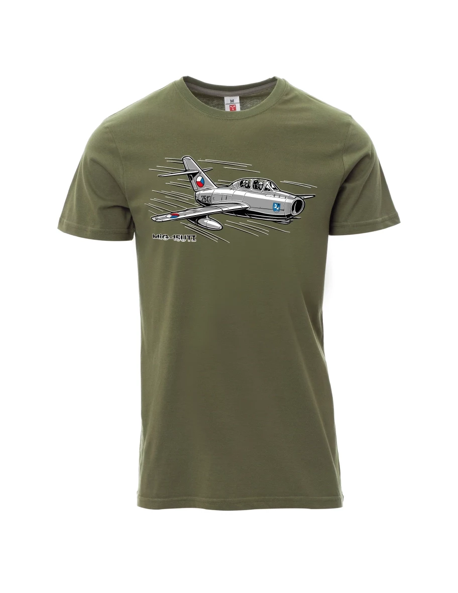 Khaki T-Shirt für Männer Flugzeug MiG-15UTI