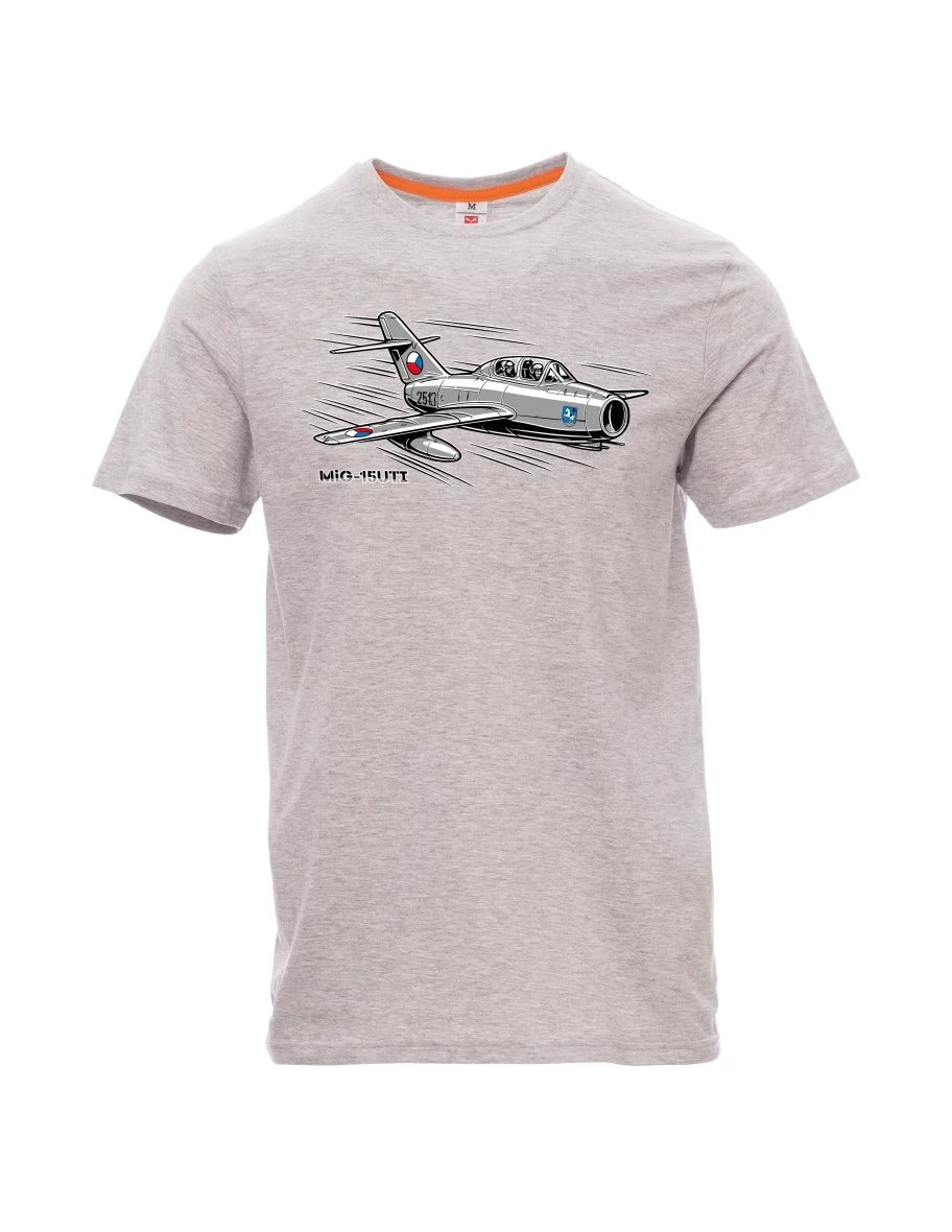 Grau melange T-Shirt für Männer Flugzeug MiG-15UTI